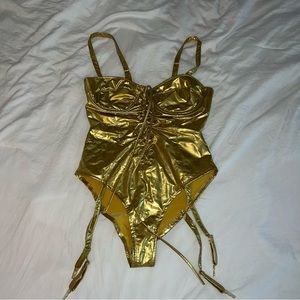latex gold one piece